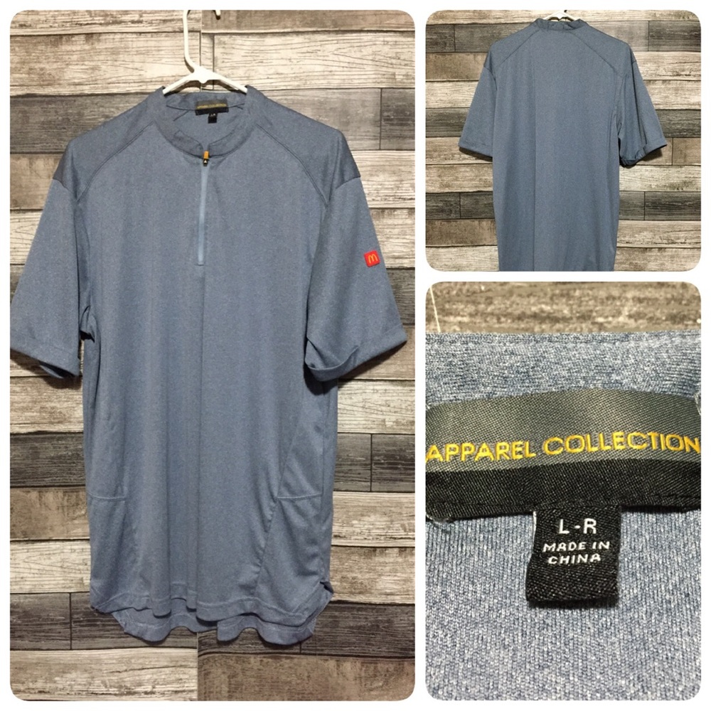 McDonald's Apparel Collection Blue 1/4 Zip Employee Work Shirt Men's Size L